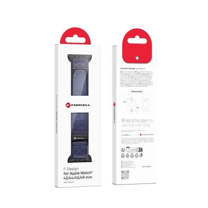 Forcell - Forcell Apple Watch (42/44/45/49mm) Armband Nylon - Blå