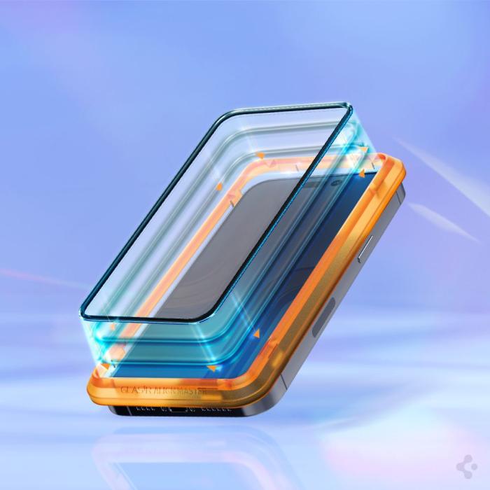 UTGATT - Spigen iPhone 14 Pro Härdat Glas Skärmskydd Alm FC 2-Pack - Svart