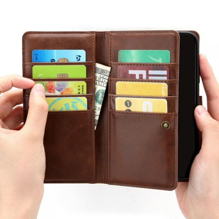 OEM - iPhone 14 Plus Plånboksfodral Äkta Läder Flip - Coffee