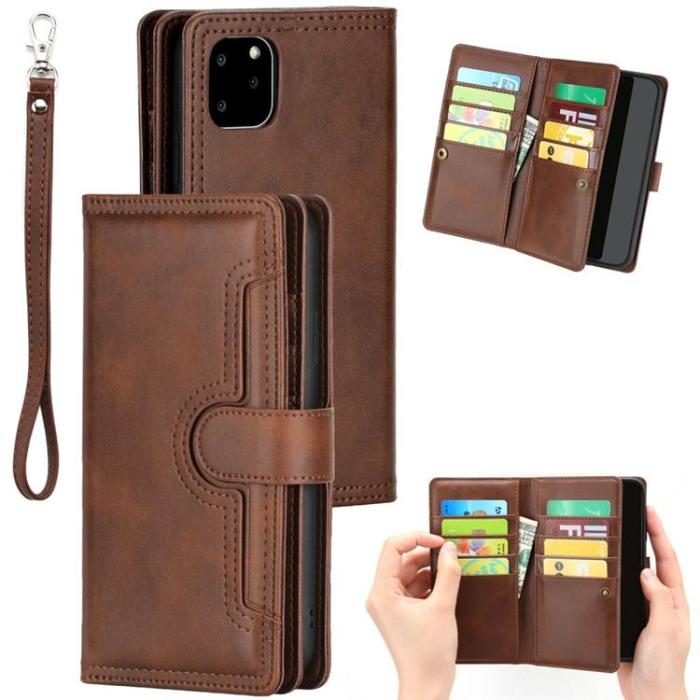 OEM - iPhone 14 Plus Plånboksfodral Äkta Läder Flip - Coffee