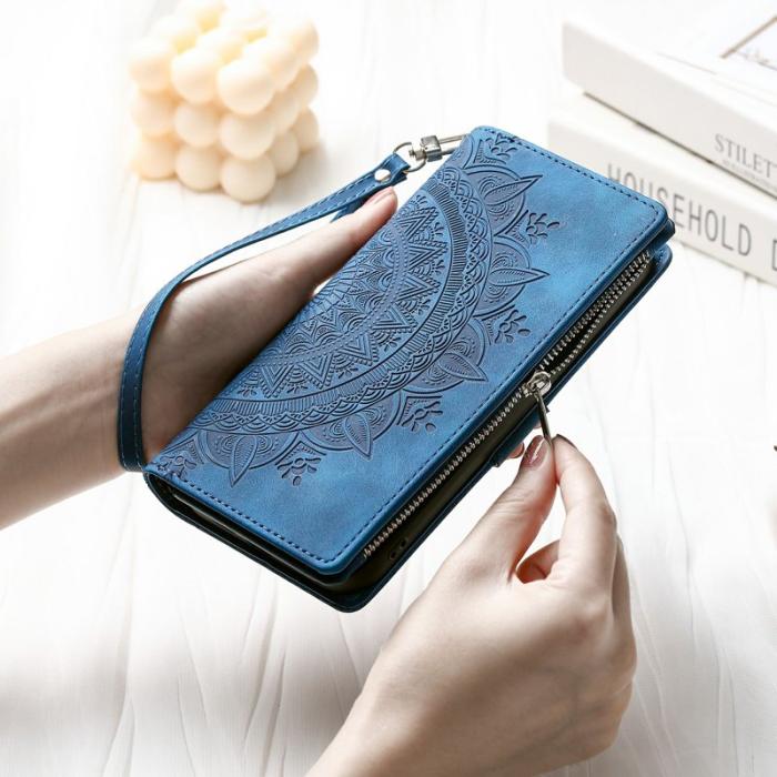 OEM - Samsung Galaxy S26 Plånboksfodral Mandala Blommönster Konstläder - Blå