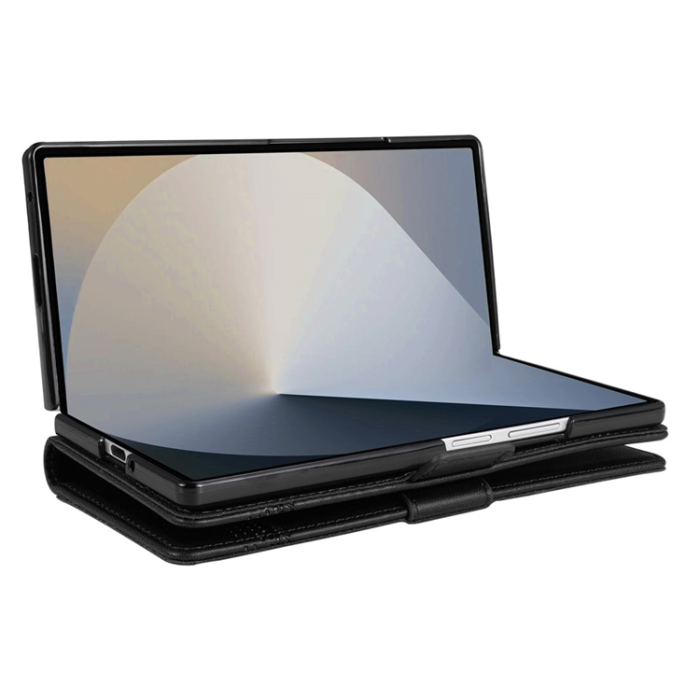 AZNS - AZNS Galaxy Z Fold 7 Plånboksfodral Cowhide Läder - Svart