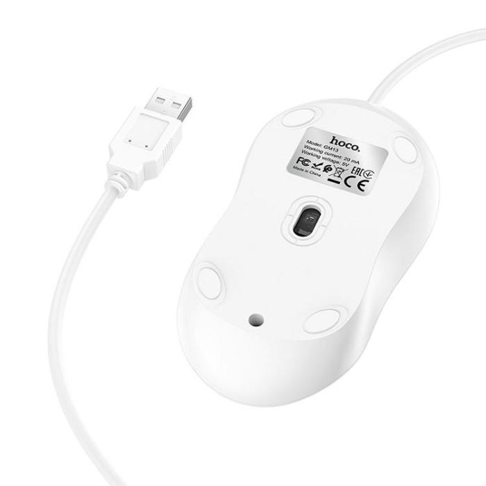 Hoco - Hoco Trådbunden Mus USB-A 1.5 m GM13 - Vit