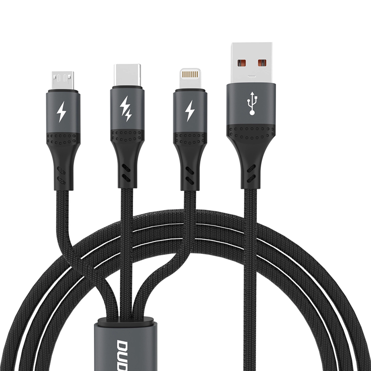 Dudao 3-in-1 Micro-USB/USB-C/Lightning Kabel 1.2m 60W - Svart | 3541 | AlltMobil