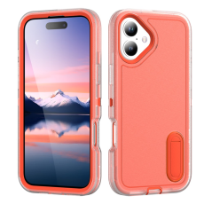 A-One Brand - iPhone 17 Mobilskal Kickstand Silikon - Transparent/Orange