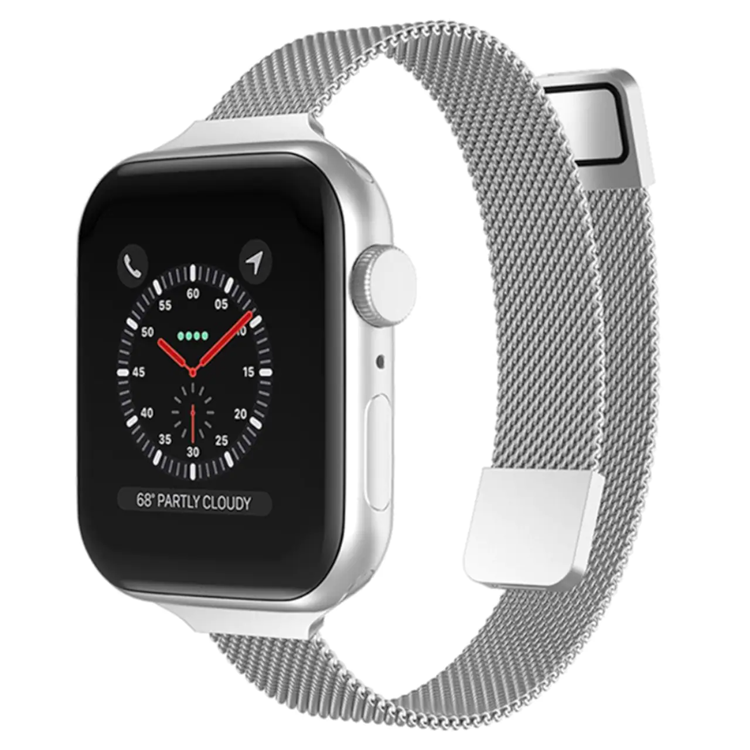 Apple Watch 4/5/6/7/8/SE/Ultra (49/45/44/42mm) Slim Milanese Band - Silver | 5122 | AlltMobil