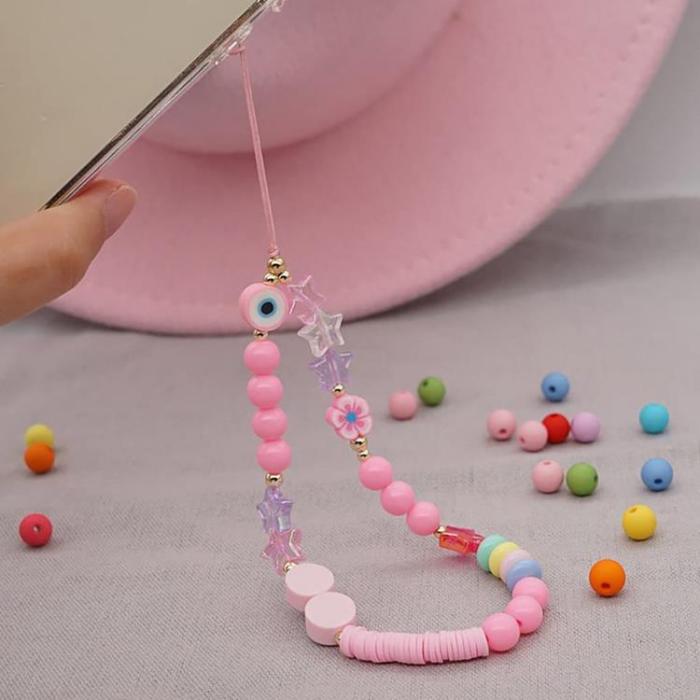 UTGATT - Mobilsmycken Snöre Hänge Strängpärlor - Rosa