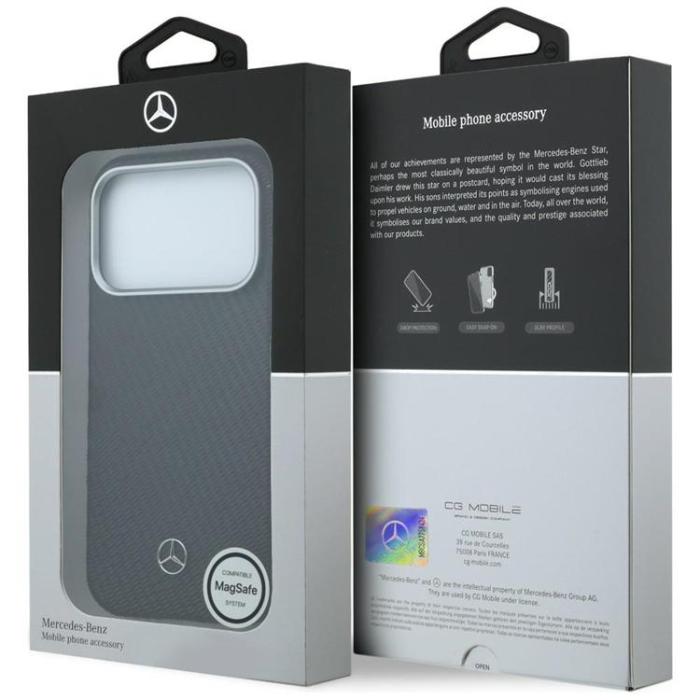 Mercedes - Mercedes Mobilskal för iPhone 17 Pro MagSafe Läder Wood Effect - Svart