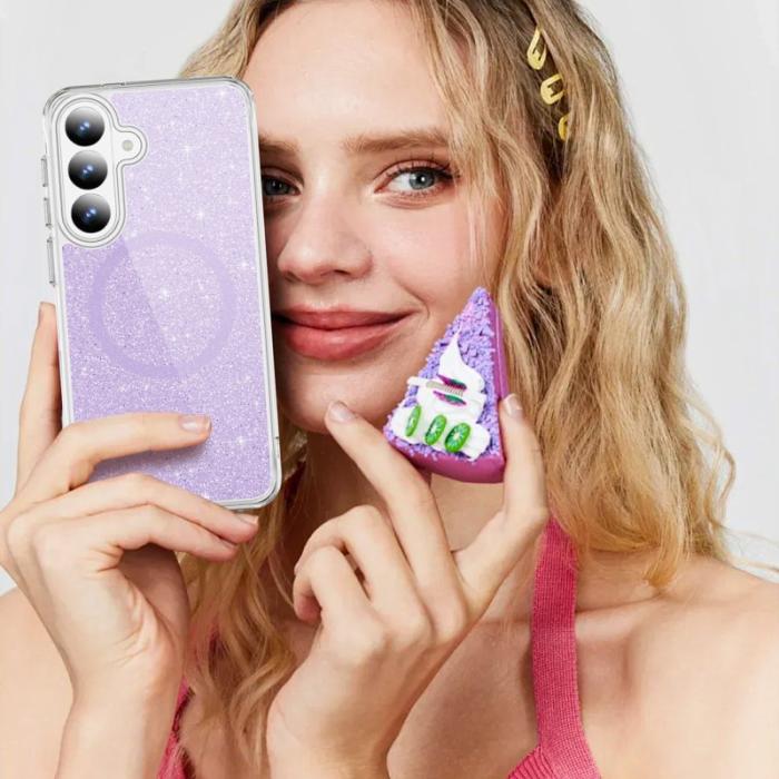 OEM - Mobilskal för Samsung Galaxy S26 Glitter Magnetiskt PC + TPU - Lila