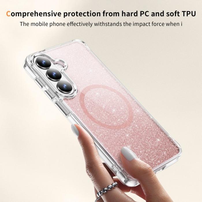 OEM - Mobilskal för Samsung Galaxy S26 Glitter Magnetiskt PC + TPU - Rosa