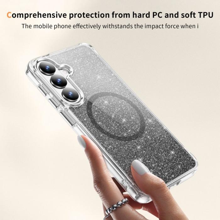 OEM - Mobilskal för Samsung Galaxy S26 Glitter Magnetiskt PC + TPU - Svart