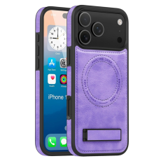 A-One Brand - iPhone 17 Pro Max Mobilskal MagSafe Kickstand Läder - Ljuslila