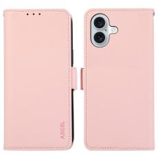 ABEEL - ABEEL Mobilskal till iPhone 16 Plus KonstL&auml;der RFID-Skydd- Rosa