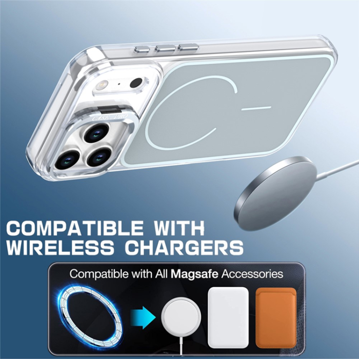 A-One Brand - iPhone 17 Pro Mobilskal MagSafe Lens Kickstand TPU + PC - Grå