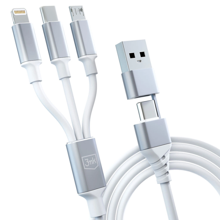 3MK - 3mk 3in1 USB-A till USB-C Lightning microUSB kabel 1.5m