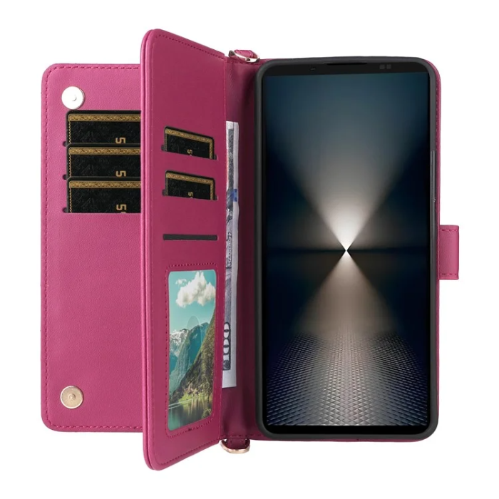 A-One Brand - Sony Xperia 1 VII Plånboksfodral Kickstand med Axelrem - Rosa
