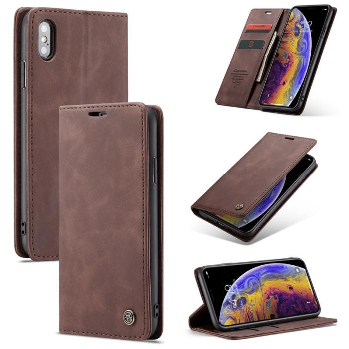 Caseme - CASEME 013 Series Mobilskal till iPhone XS/X Retro Läder Skydd - Brun