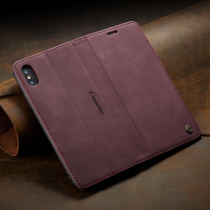 Caseme - CASEME 013 Series Mobilskal till iPhone XS/X Retro Läder Vinröd