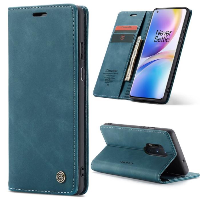 Caseme - CASEME Series Plånboksfodral Konstläder för OnePlus 8 Pro - Blå