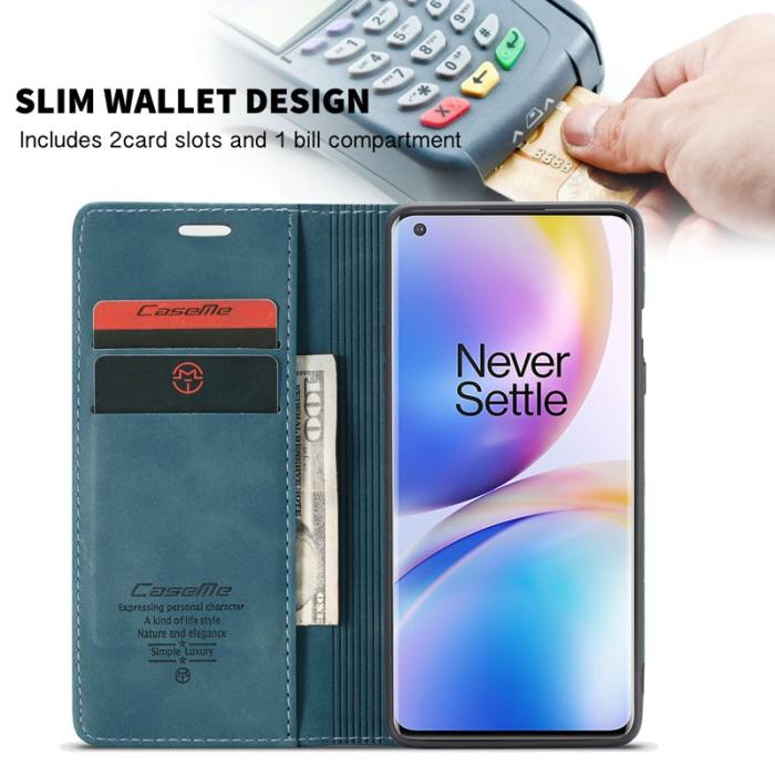 Caseme - CASEME Series Plånboksfodral Konstläder för OnePlus 8 Pro - Blå