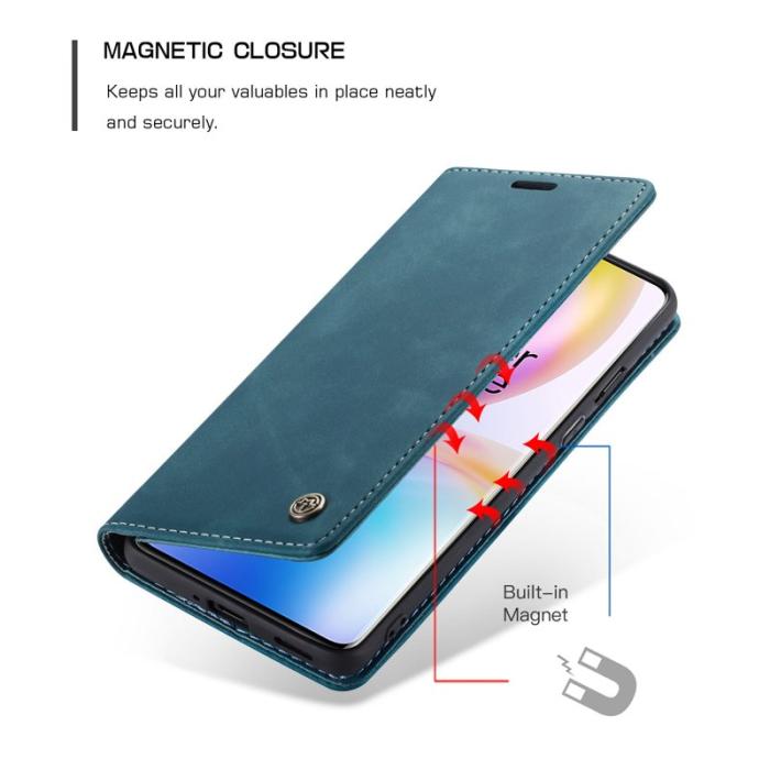 Caseme - CASEME Series Plånboksfodral Konstläder för OnePlus 8 Pro - Blå