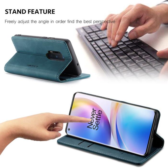 Caseme - CASEME Series Plånboksfodral Konstläder för OnePlus 8 Pro - Blå