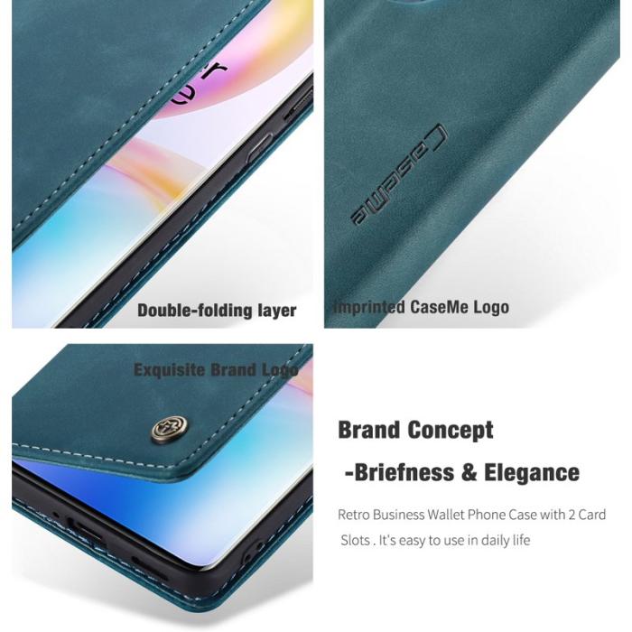 Caseme - CASEME Series Plånboksfodral Konstläder för OnePlus 8 Pro - Blå