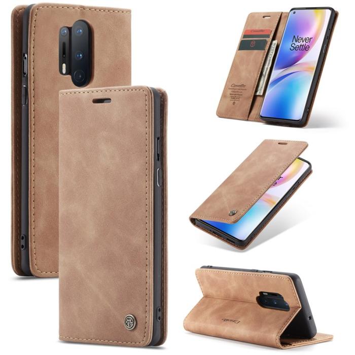 Caseme - CASEME Series Plånboksfodral Konstläder för OnePlus 8 Pro - Brun