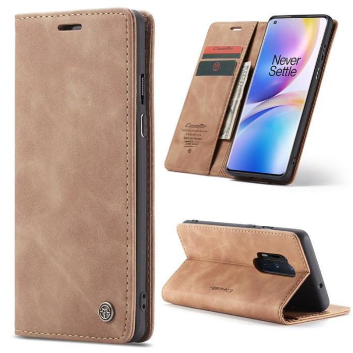 Caseme - CASEME Series Plånboksfodral Konstläder för OnePlus 8 Pro - Brun