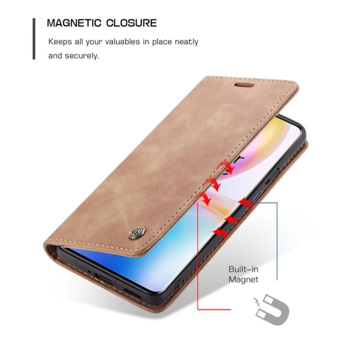 Caseme - CASEME Series Plånboksfodral Konstläder för OnePlus 8 Pro - Brun