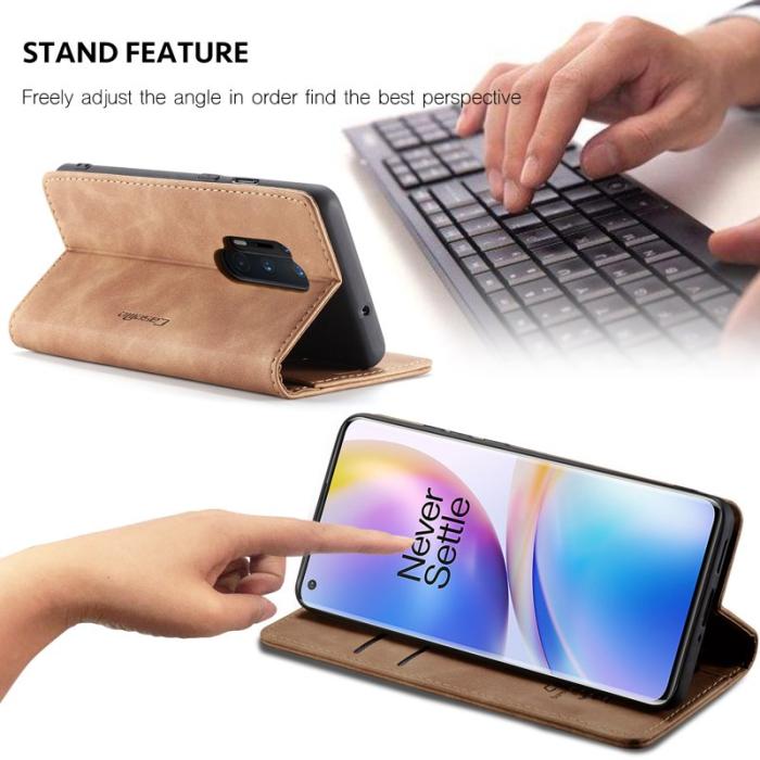 Caseme - CASEME Series Plånboksfodral Konstläder för OnePlus 8 Pro - Brun