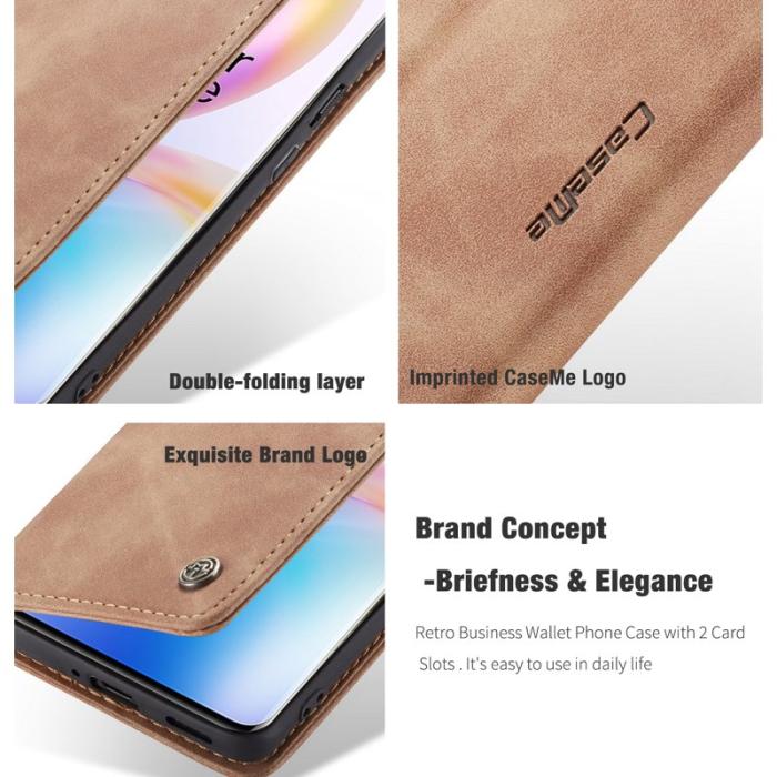 Caseme - CASEME Series Plånboksfodral Konstläder för OnePlus 8 Pro - Brun