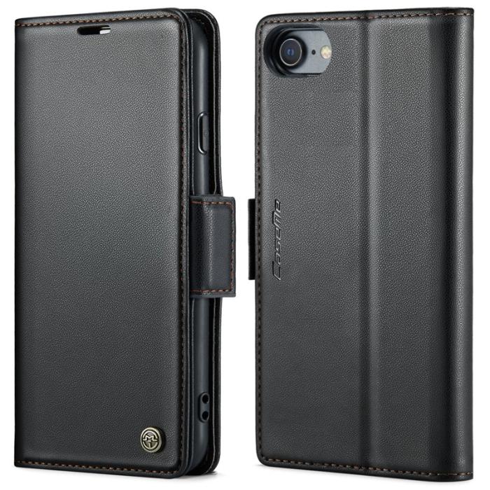 Caseme - CASEME Litchi Texture Plånboksfodral Konstläder iPhone 6/7/8/SE Svart