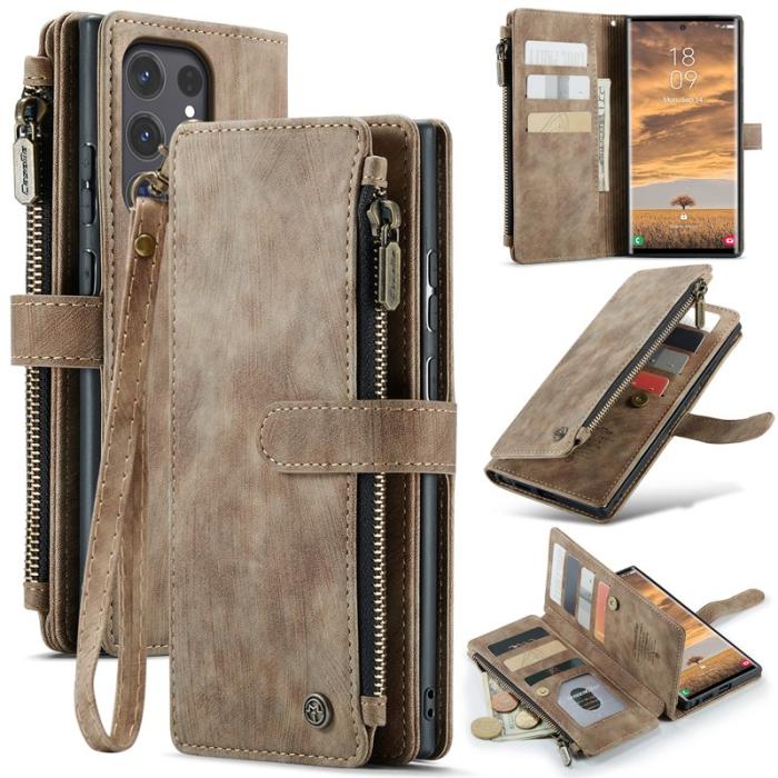 Caseme - CASEME Konstläder Plånboksfodral för Samsung Galaxy S25 Ultra - Brun
