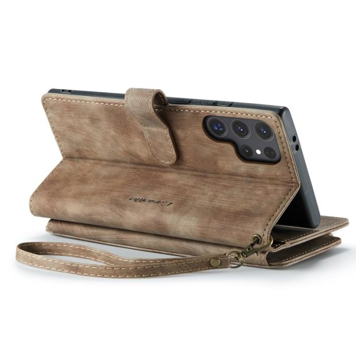 Caseme - CASEME Konstläder Plånboksfodral för Samsung Galaxy S25 Ultra - Brun