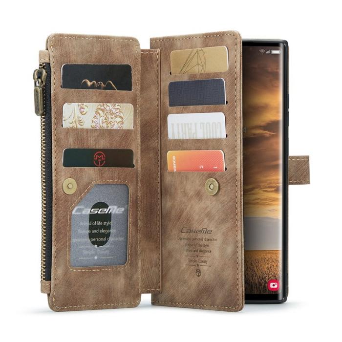 Caseme - CASEME Konstläder Plånboksfodral för Samsung Galaxy S25 Ultra - Brun