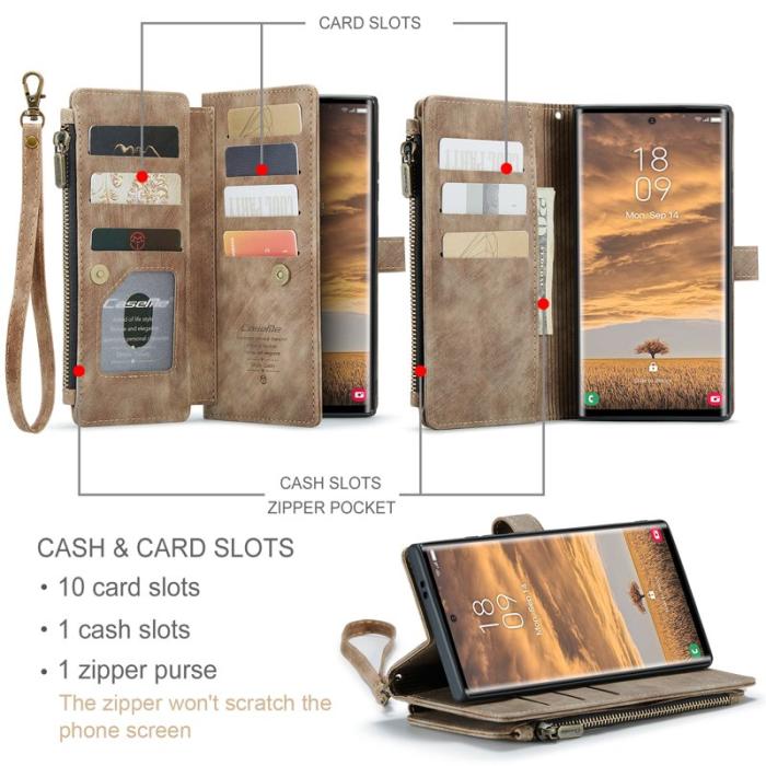 Caseme - CASEME Konstläder Plånboksfodral för Samsung Galaxy S25 Ultra - Brun