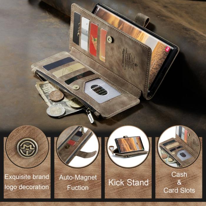 Caseme - CASEME Konstläder Plånboksfodral för Samsung Galaxy S25 Ultra - Brun