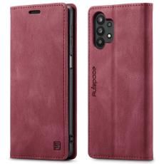 AUTSPACE - AUTSPACE A01 Pl&aring;nboksfodral f&ouml;r Samsung Galaxy A32 5G - Konstl&auml;der - R&ouml;d