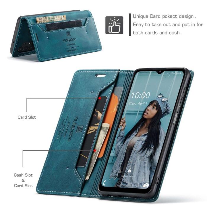AUTSPACE - AUTSPACE A01 Plånboksfodral för Samsung Galaxy A32 5G - Konstläder - Blå