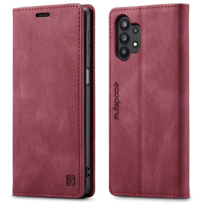 AUTSPACE - AUTSPACE A01 Plånboksfodral för Samsung Galaxy A32 5G - Konstläder - Röd