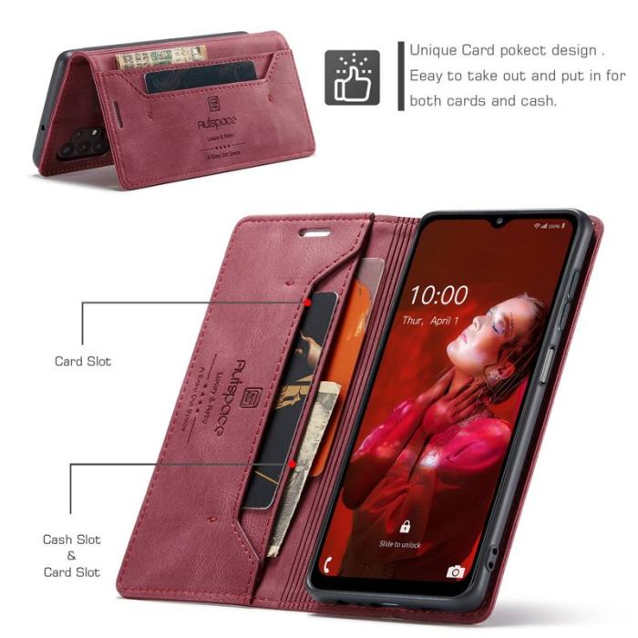 AUTSPACE - AUTSPACE A01 Plånboksfodral för Samsung Galaxy A32 5G - Konstläder - Röd