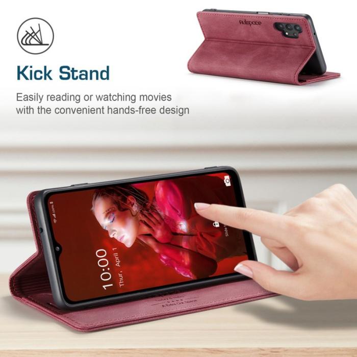 AUTSPACE - AUTSPACE A01 Plånboksfodral för Samsung Galaxy A32 5G - Konstläder - Röd