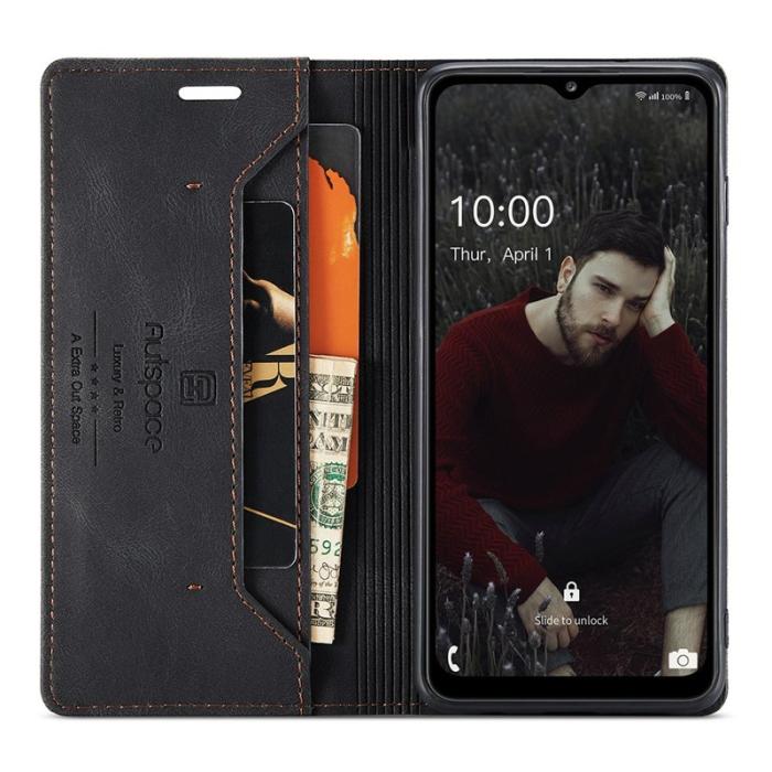 AUTSPACE - AUTSPACE A01 Plånboksfodral för Samsung Galaxy A32 5G - Konstläder - Svart