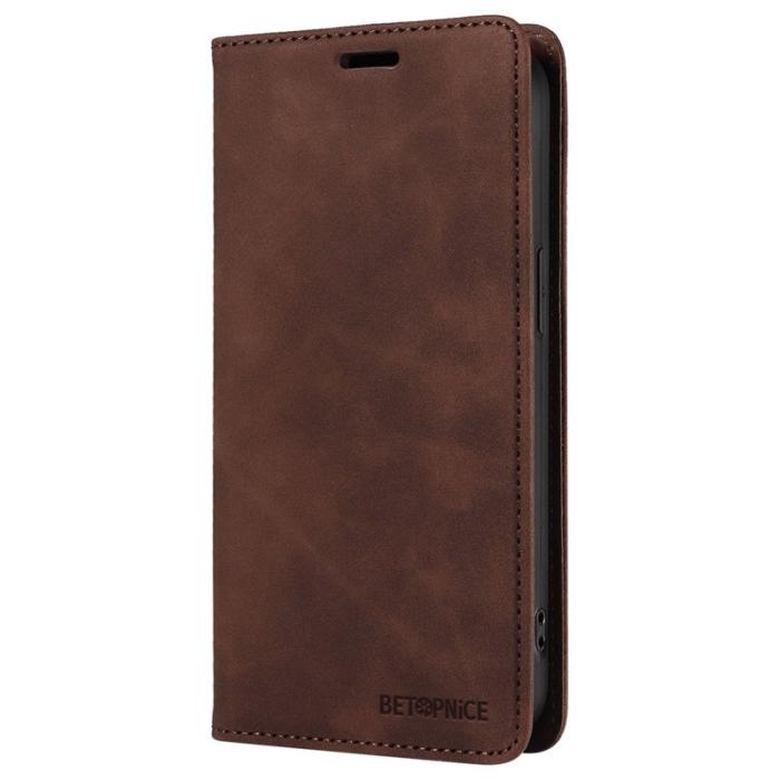 BETOPNICE - BETOPNICE 003 för Xiaomi 14 Konstläder Plånboksfodral RFID-Skydd - Brun