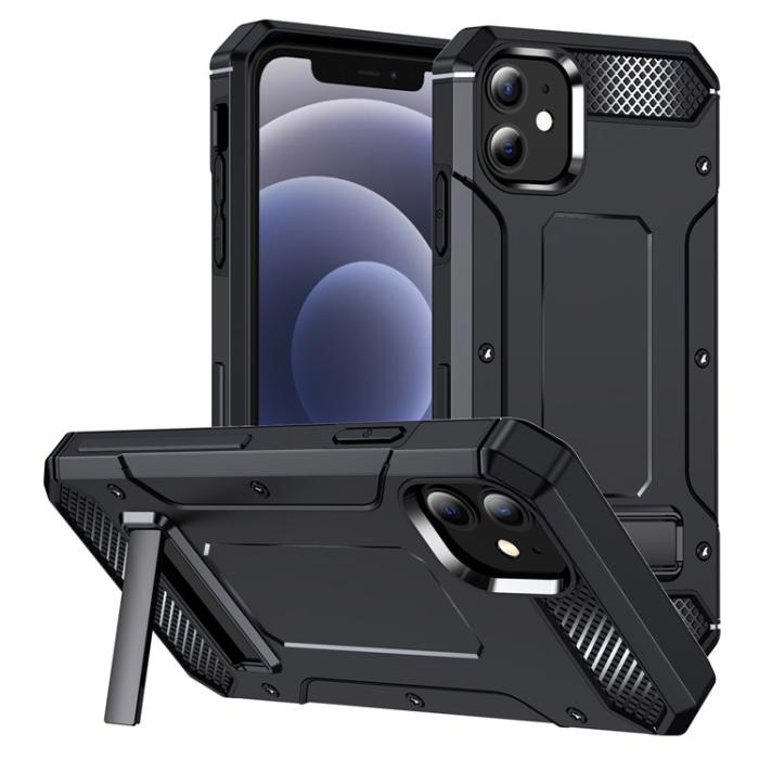 A-One Brand - iPhone 12/12 Pro Mobilskal Kickstand Shockproof - Svart