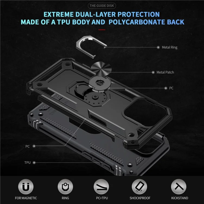 A-One Brand - iPhone 16 Pro Max Mobilskal Anti-drop med Kickstand - Svart