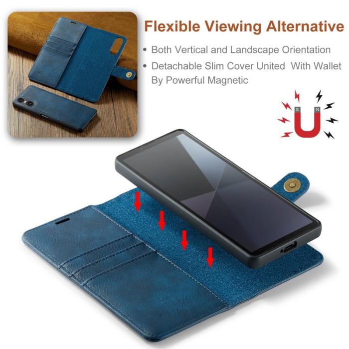 DG.MING - DG.MING Sony Xperia 10 VI Plånboksfodral 2 i 1 Removable Äkta läder - Blå
