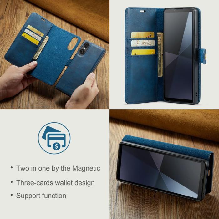 DG.MING - DG.MING Sony Xperia 10 VI Plånboksfodral 2 i 1 Removable Äkta läder - Blå