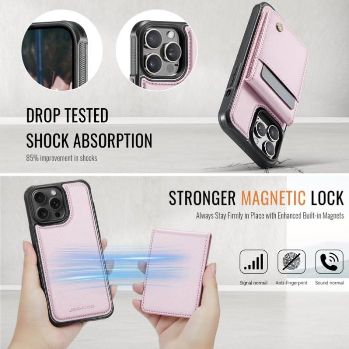 JEEHOOD - JEEHOOD J06 Mobilskal till iPhone 12 Pro Max Läder MagSafe Rosa